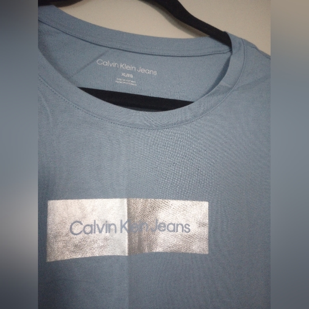 Calvin Klein Jeans Light Blue Tee with Silver Logo